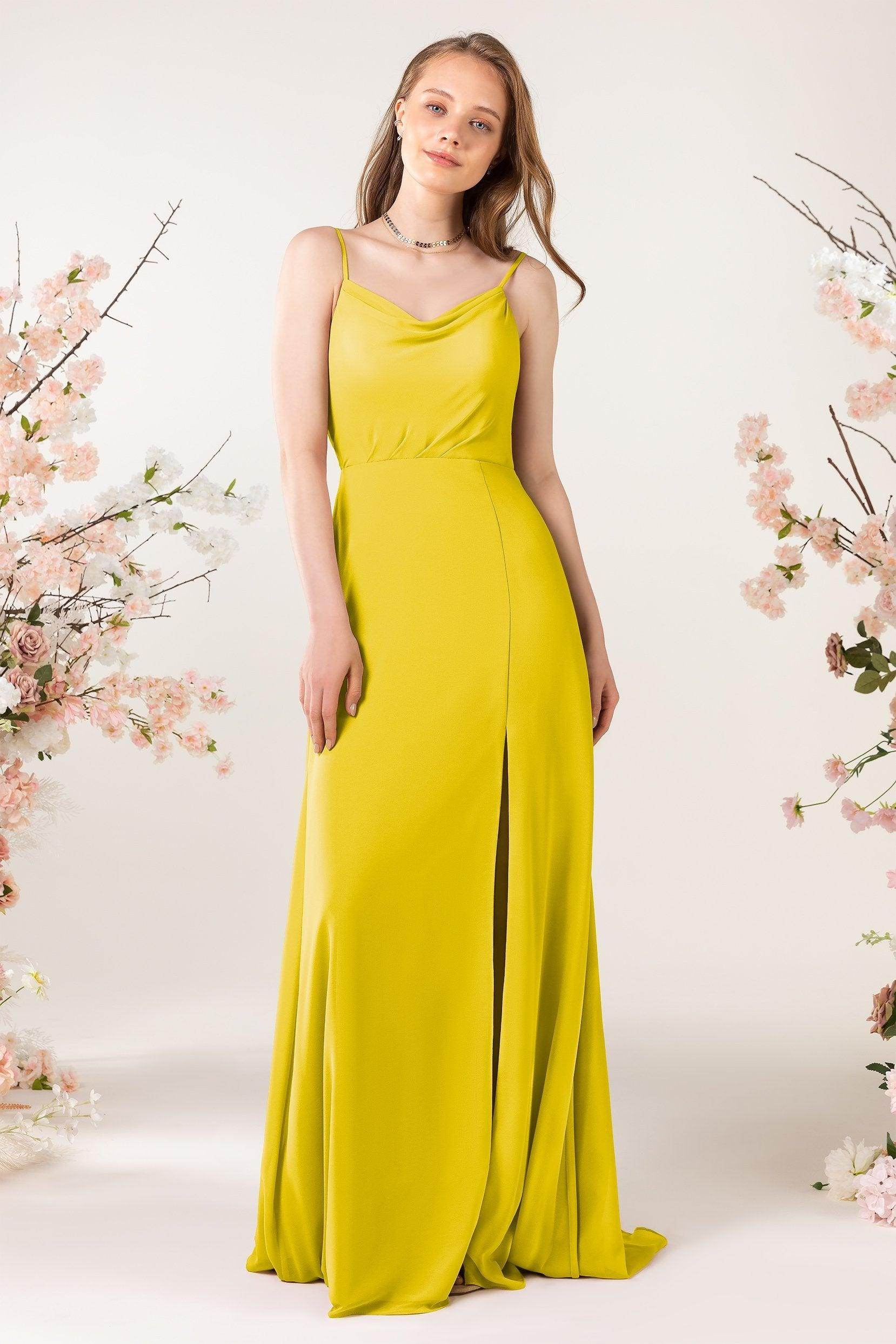 Sheath Sweep-Brush Train Chiffon Bridesmaid Dress CB0457 - COCOMELODY